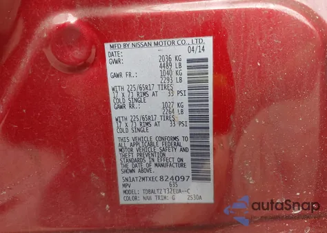 2014 Nissan Rogue Sv from USA, damaged, VIN 5N1AT2MTXEC824097